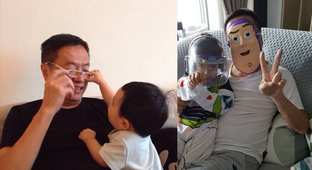 Jasper外公晒小小春萌照 原来小甜椒是隔代遗传