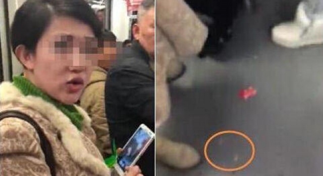 一定是想红!“凤爪女”再现地铁出新招 改吃麻辣烫