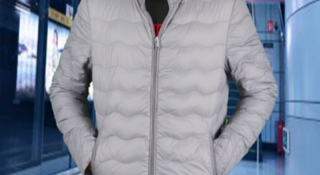 男生灰色短款修身羽绒服 温暖度过寒冬避免臃肿