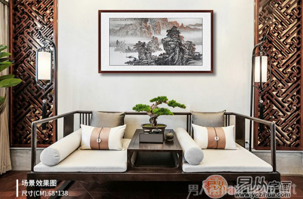 家里客厅挂什么画？家里挂画之林德坤手绘山水画