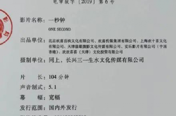 张艺谋新片《一秒钟》已过审，计划年内上映
