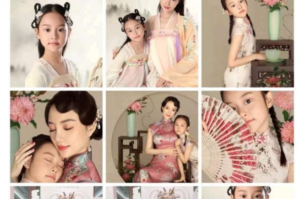 李小璐晒女儿古装写真庆生，甜馨化身古风小美女，越长越像妈妈