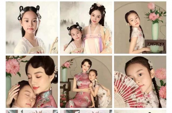 李小璐为甜馨庆生，旗袍汉服各种美照，网友：甜馨越看越像贾乃亮