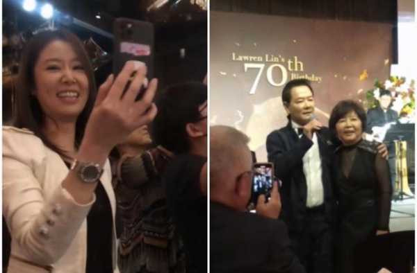 林心如霍建华喝交杯酒辟谣婚变，林爸爸70岁寿宴众星云集