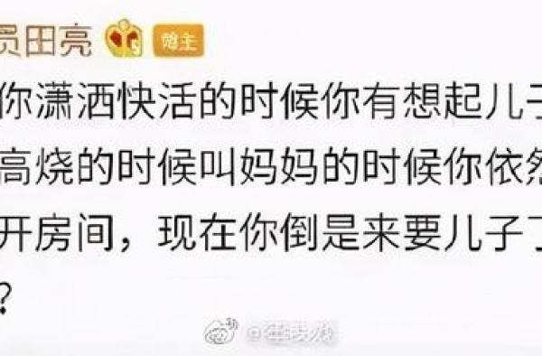 演员田亮发文怒斥妻子出轨
