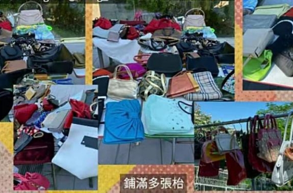 汪明荃在豪宅晾晒包，50多个名牌包堆放，场面十分壮观