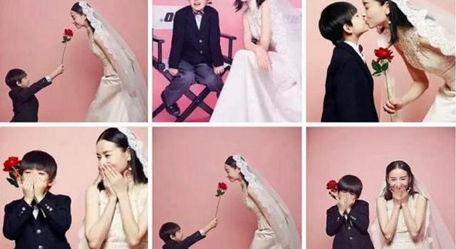 董洁和儿子“结婚照”惹争议，网友：这妈没救了，请把娃当作孩子