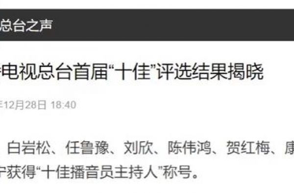 央视＂十佳主持人＂结果揭晓，康辉撒贝宁等当选，网友：董卿呢？